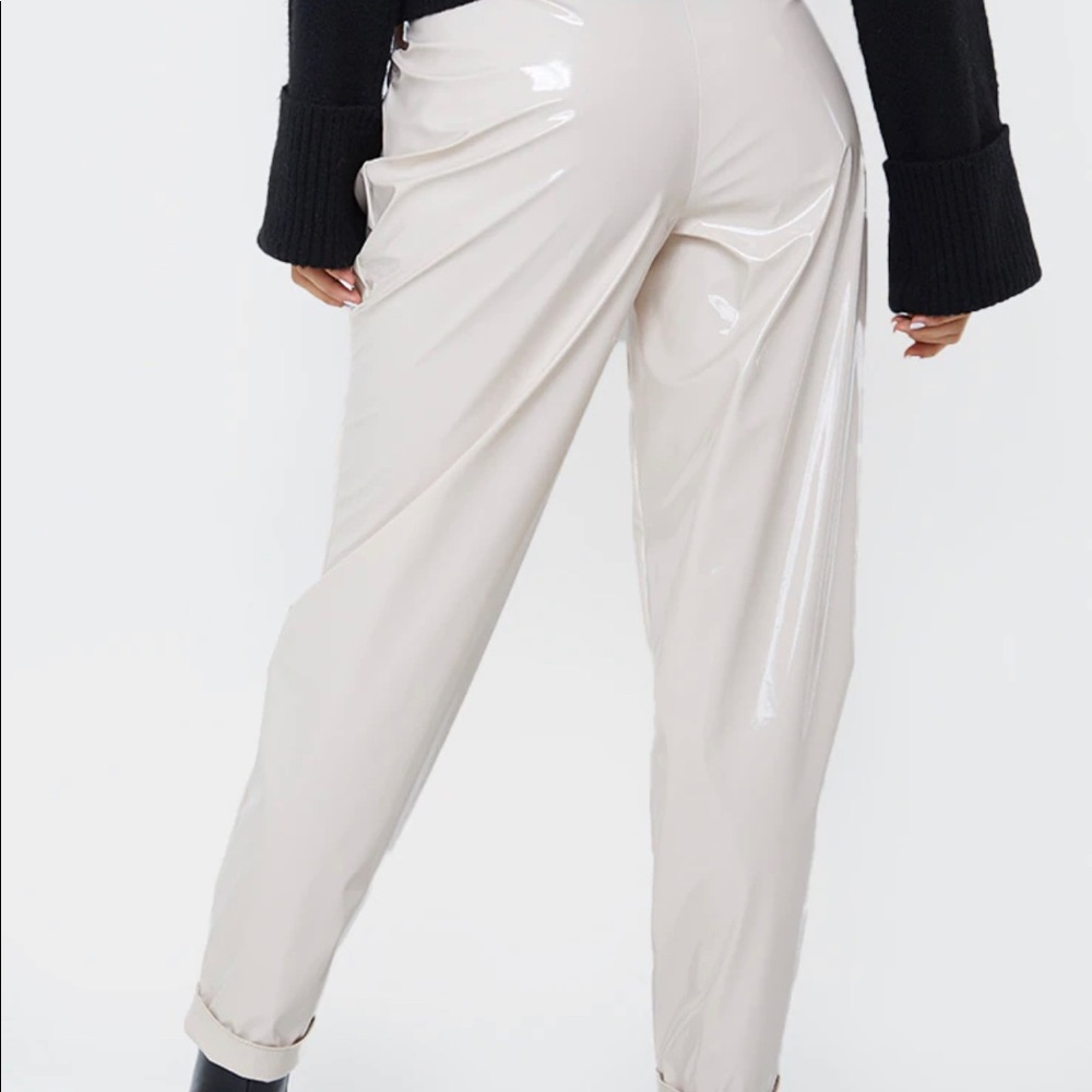 Stone Vinyl Pocket Detail Tapered Pants
